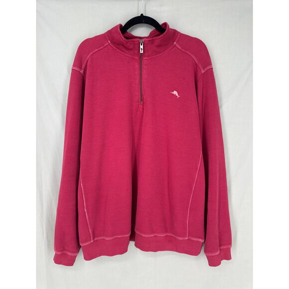 Tommy Bahama Sweater Mens XL Red Sweatshirt Pullover 1/4 Zip Casual Relax Cotton - Picture 1 of 6